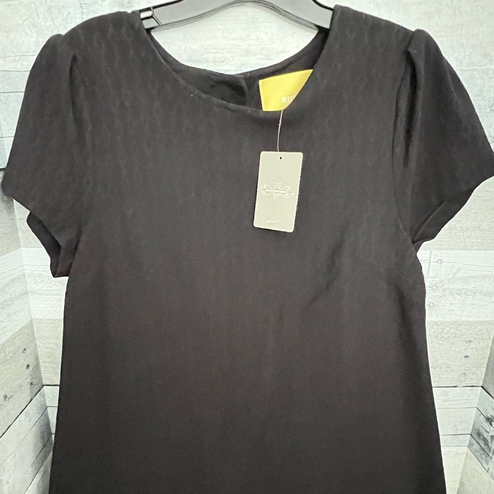 Anthropologie Mauve dress, black shift style